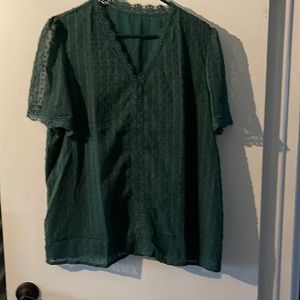 Green Short Sleeve Blouse
